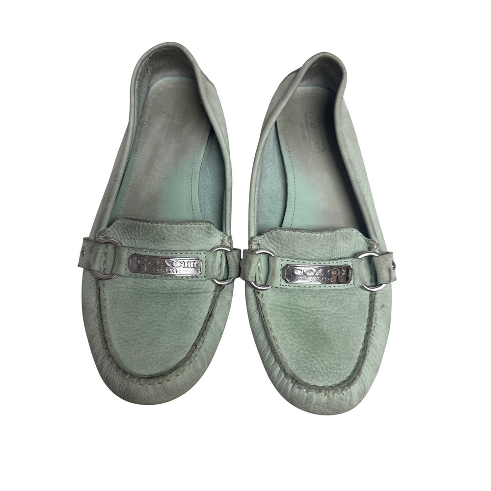 Coach Felisha Loafers Womens 7B Mint Green Leather Driving Mocs Slip On Shoes